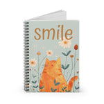 Cat Spiral Notebook - Ruled Line, Cute Cat Journal, Cat notebook, Cat notebook with Message, Cat Botanical Notebook, Cat Diary,