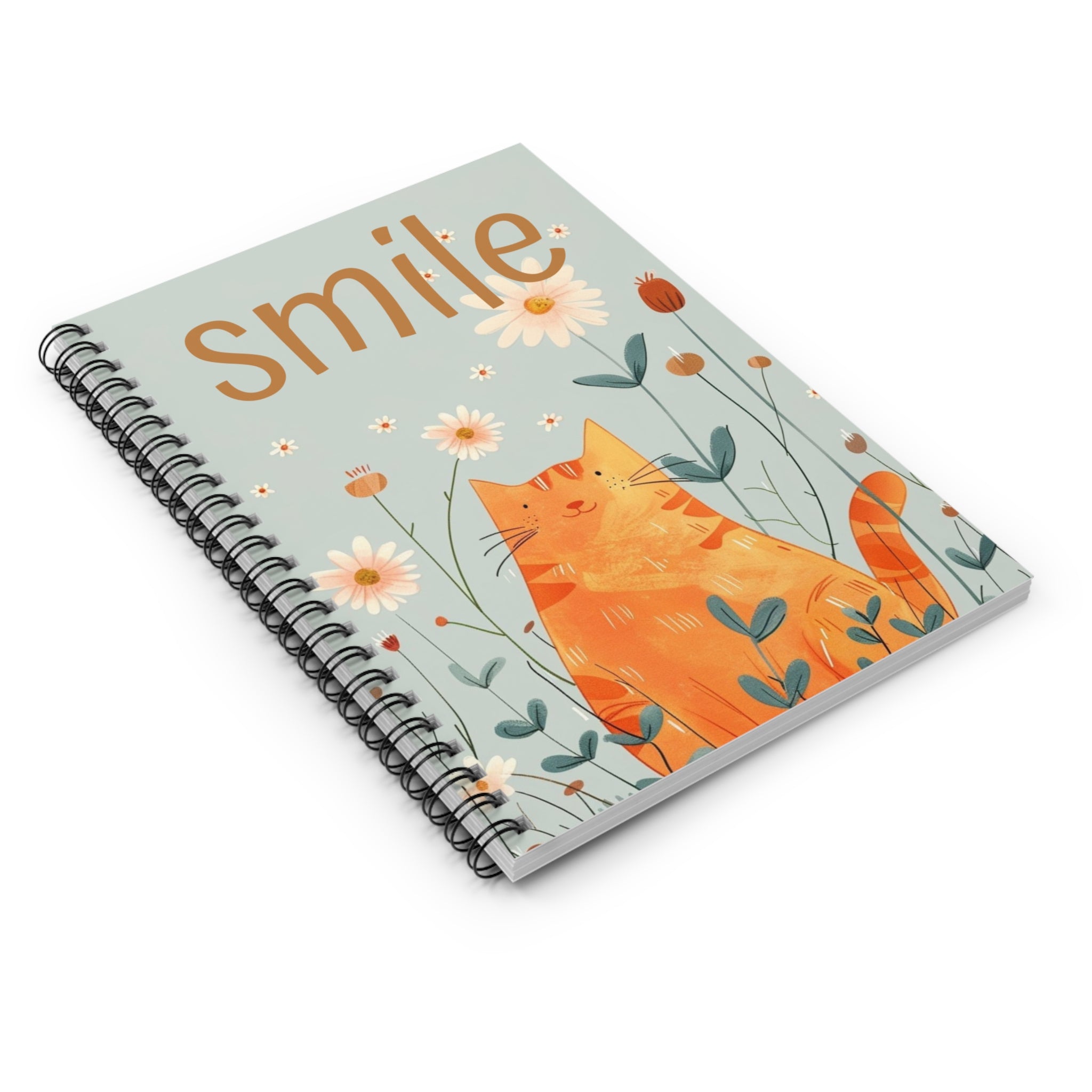 Cat Spiral Notebook - Ruled Line, Cute Cat Journal, Cat notebook, Cat notebook with Message, Cat Botanical Notebook, Cat Diary,