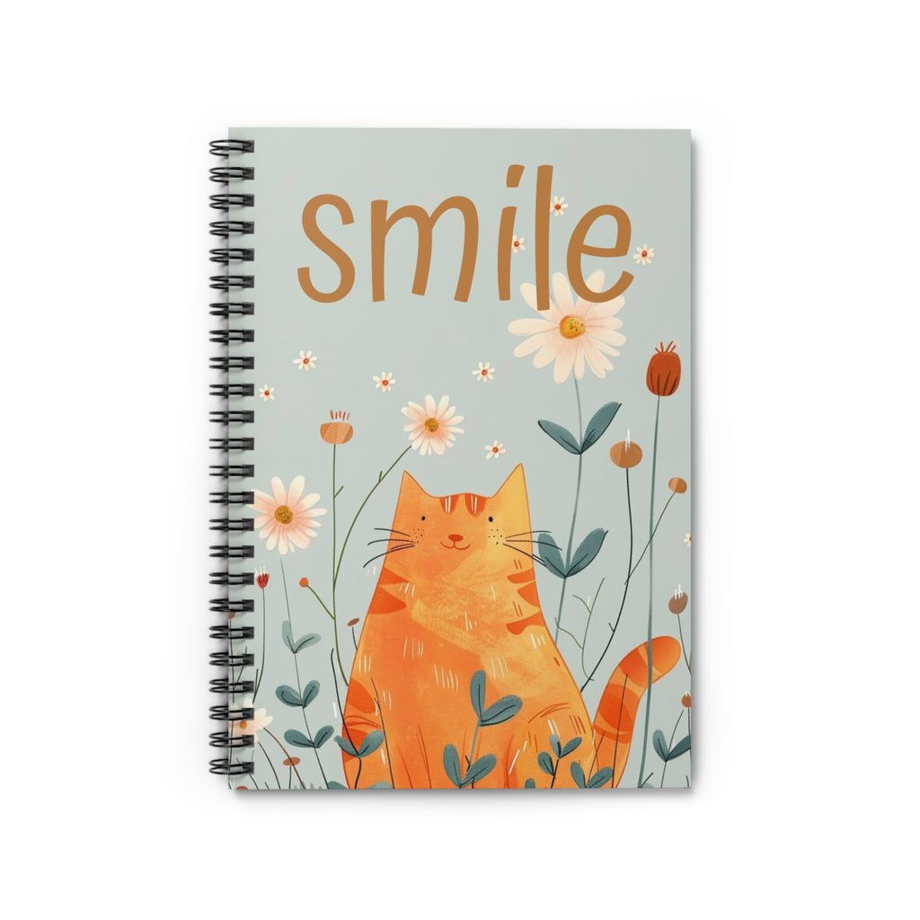 Cat Spiral Notebook - Ruled Line, Cute Cat Journal, Cat notebook, Cat notebook with Message, Cat Botanical Notebook, Cat Diary,