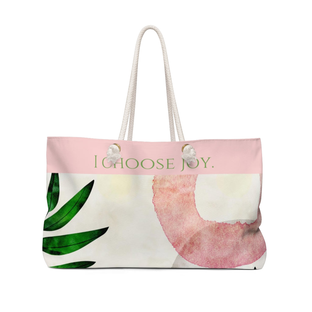 I Choose Joy Pastel Pink and Green Weekender Bag