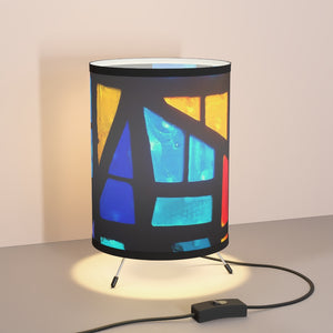Multicolored Stained Glass Themed Tripod Lamp with High-Res Printed Shade for Retro Lighting, US\CA plug