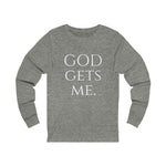 GOD Gets Me Inspirational Long Sleeve T Shirt for Men and for Women, Black Long Sleeve Motivational T Shirt.