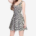 Women's Sleeveless African Print Midi Casual Flared Skater Dress