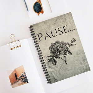 Pause Peony Spiral Notebook - Ruled Line