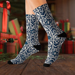 Socks with Blue Arabesque Design for Men and for Women