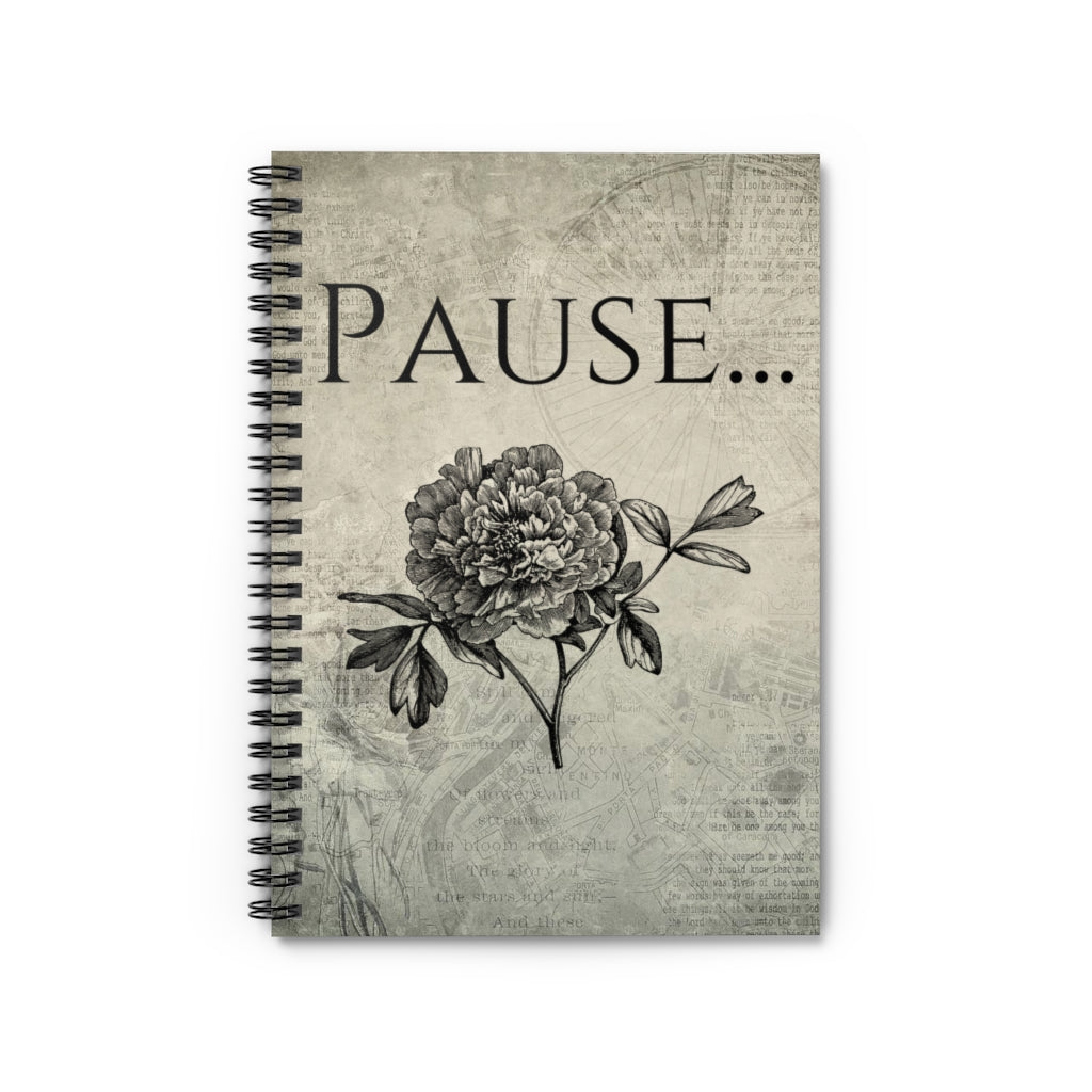Pause Peony Spiral Notebook - Ruled Line