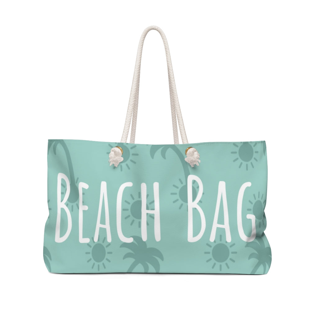 Teal Palm Tree Beach Weekender Bag