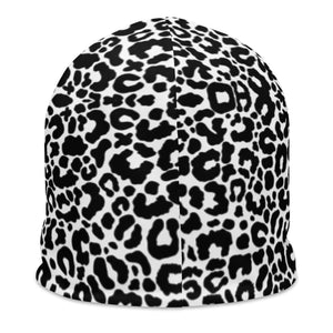 Leopard Love Black and White Print Beanie