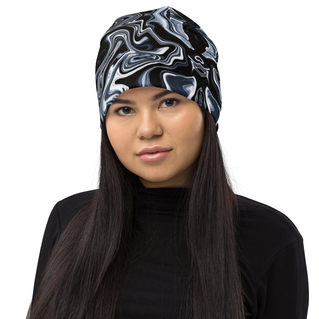 Jazzy Abstract Black and White Beanie