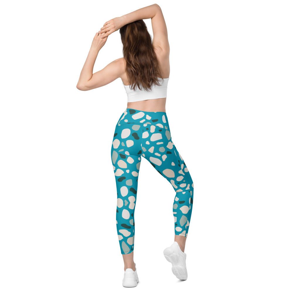 Multicolored Stone Look Crossover Leggings with Pockets