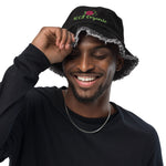 100% Organic Black Distressed Denim Bucket Hat