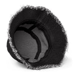 100% Organic Black Distressed Denim Bucket Hat