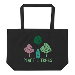 Plant Trees Large Organic Cotton Tote Bag, Weekender Tote Bag, Extra Large Tote Bag