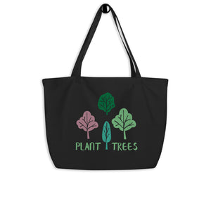 Plant Trees Large Organic Cotton Tote Bag, Weekender Tote Bag, Extra Large Tote Bag