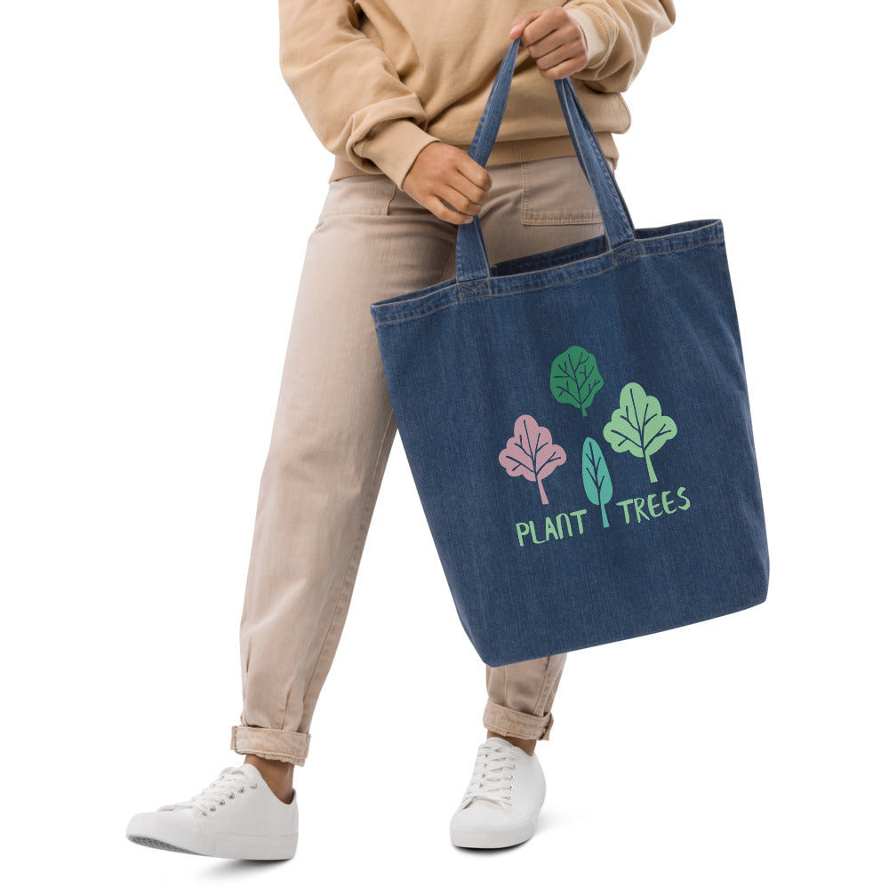 Organic denim Tree Tote Bag