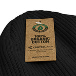 Stand Still and See Eco-Friendly Black Organic Ribbed Beanie