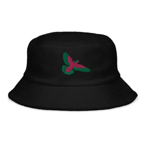 The Peace Dove Terry Cloth Black Bucket Hat